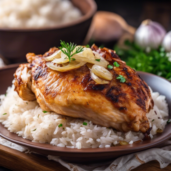 Garlic Onion Chicken with Rice