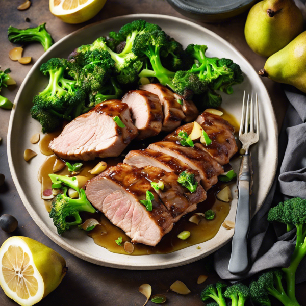 Ginger Glazed Pork with Broccoli and Pear Salad