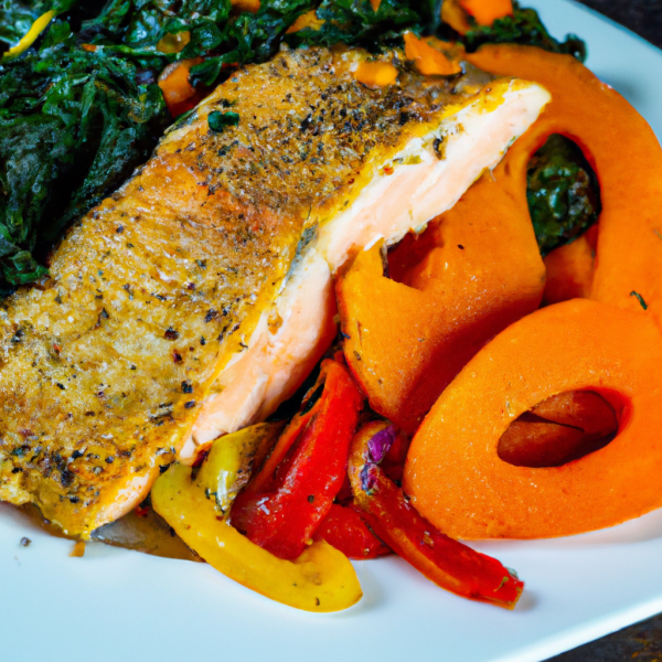 Healthy Salmon with Kale and Vegetables