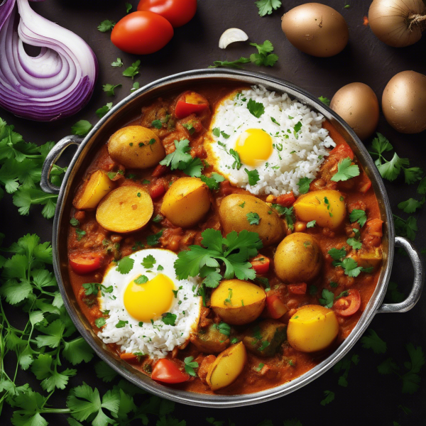 Spicy Egg and Potato Curry with Rice