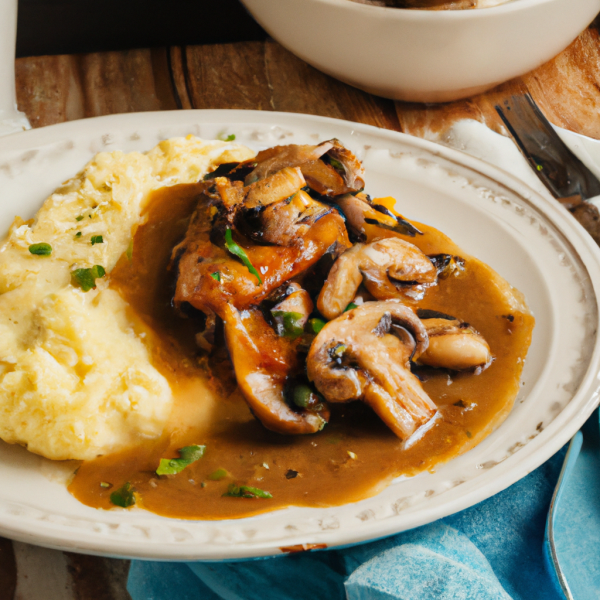 Chicken marsala with mushrooms and polenta