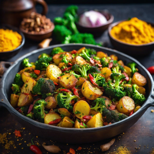 Indian Spiced Potato and Broccoli Hash