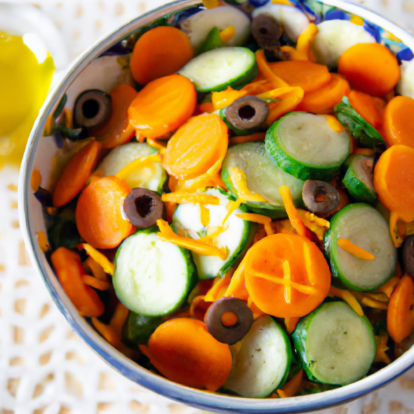 American Carrot, Corn, Cucumber & Olive Salad