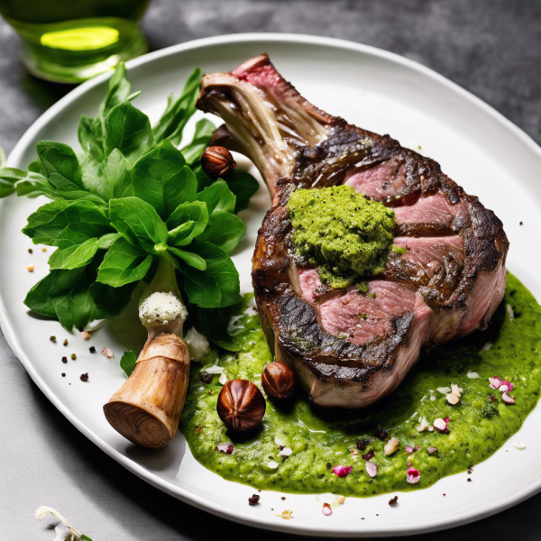 Minty Chestnut Pesto with Grilled Lamb
