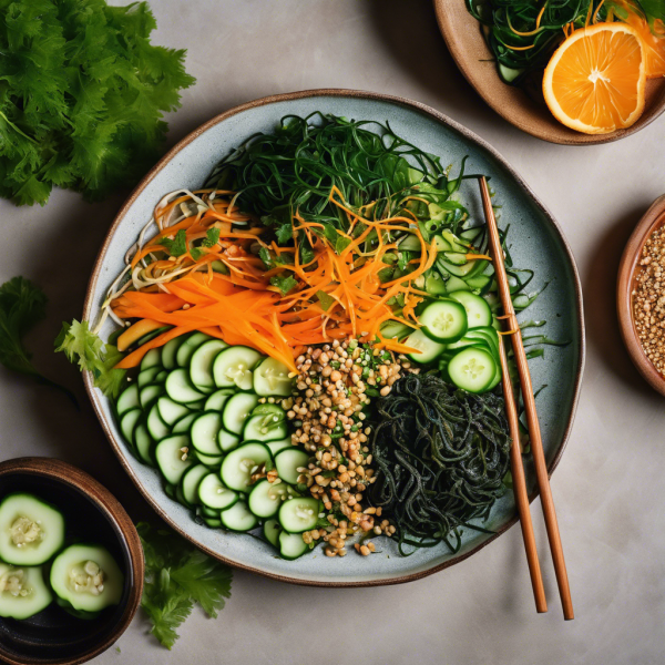 Sesame Ginger Natto Salad with Seaweed