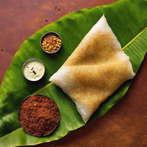 Crispy Rava Dosa with Palli Chutney and Sambar