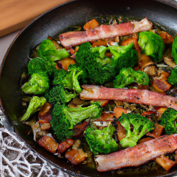 One Pan Salmon with Broccoli and Bacon