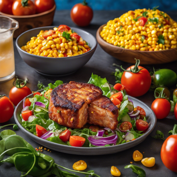 Air-Fried Pork Chop with Corn and Fresh Salad