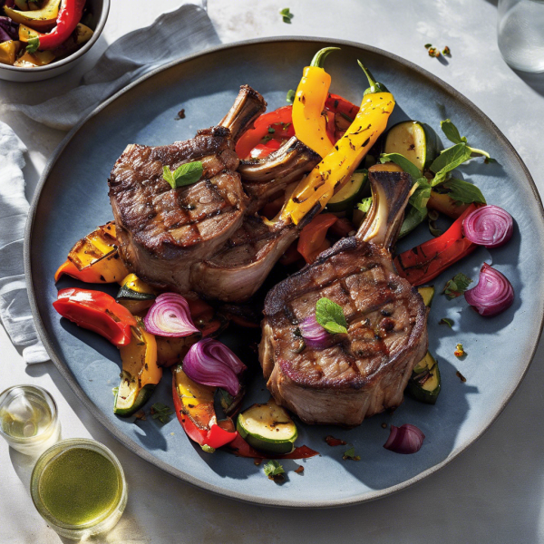 Minted Lamb Chops with Roasted Vegetables