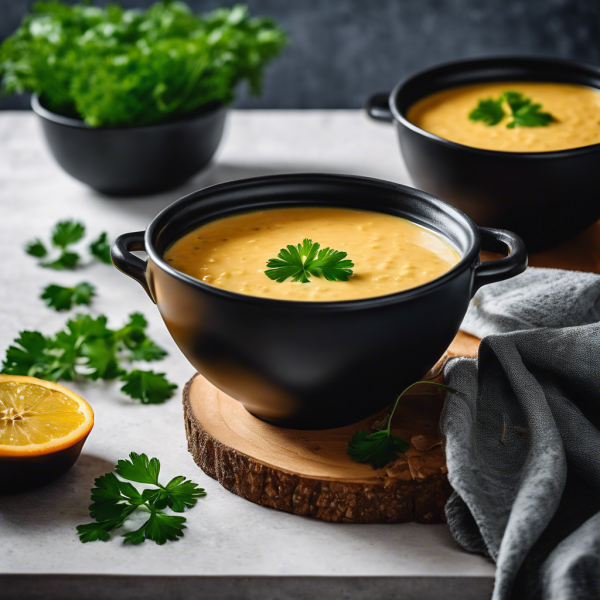 Creamy Lentil Soup with Toasted Bread and Parsley