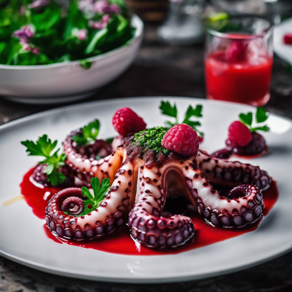 Grilled Octopus with Raspberry Coulis