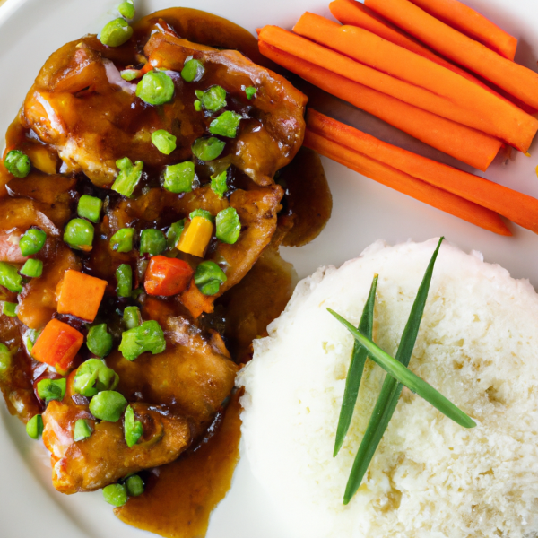 Orange Chicken with Rice and Vegetables