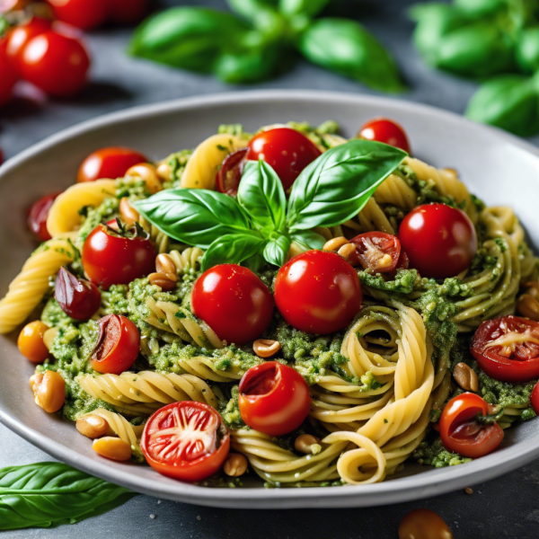 Vegan Pesto Pasta with Cherry Tomatoes