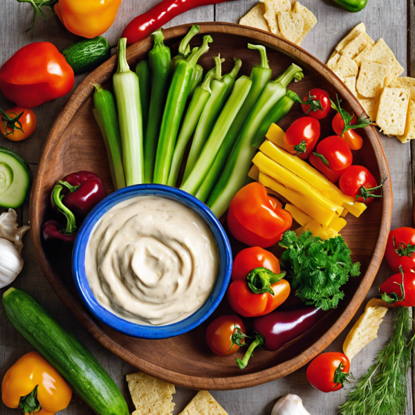 Creamy Garlic Mayonnaise Dip with Vegetable Crudités