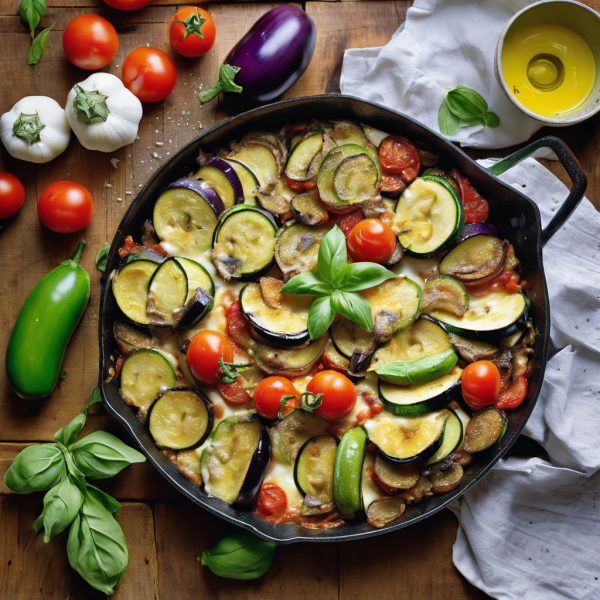 Cheesy Eggplant and Zucchini Skillet