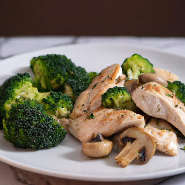 Sautéed Chicken with Broccoli and Mushroom