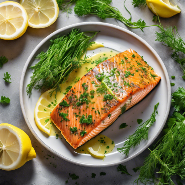 Herb-Crusted Salmon with Lemon Butter Sauce