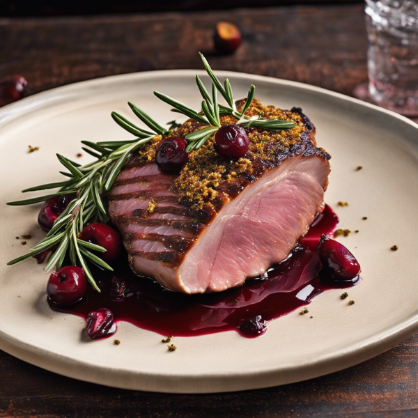 Herb-Crusted Duck Breast with Cherry Reduction