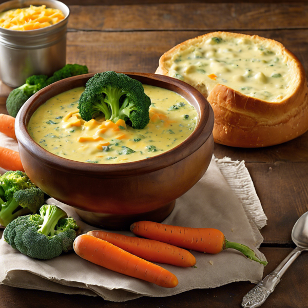 Creamy Broccoli Cheddar Soup in a Bread Bowl