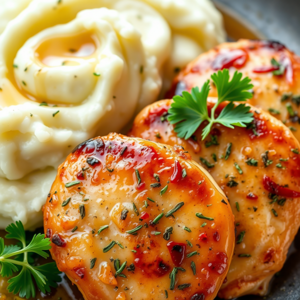 Herbed Turkey Medallions with Garlic Mashed Potatoes