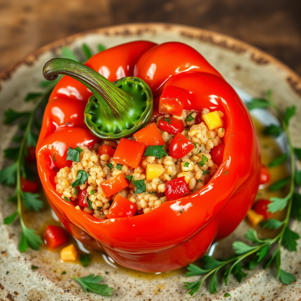 Garlic and Herb Stuffed Bell Peppers