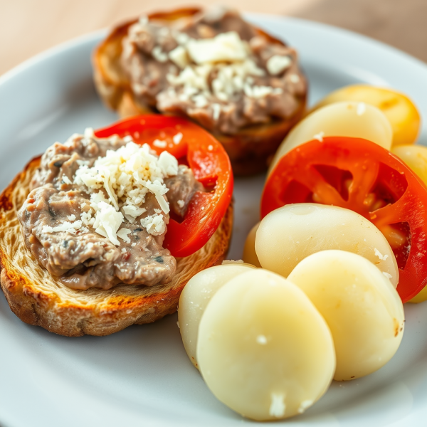 Savory Tomato and Liver Pâté Toasts with Buttered Potatoes