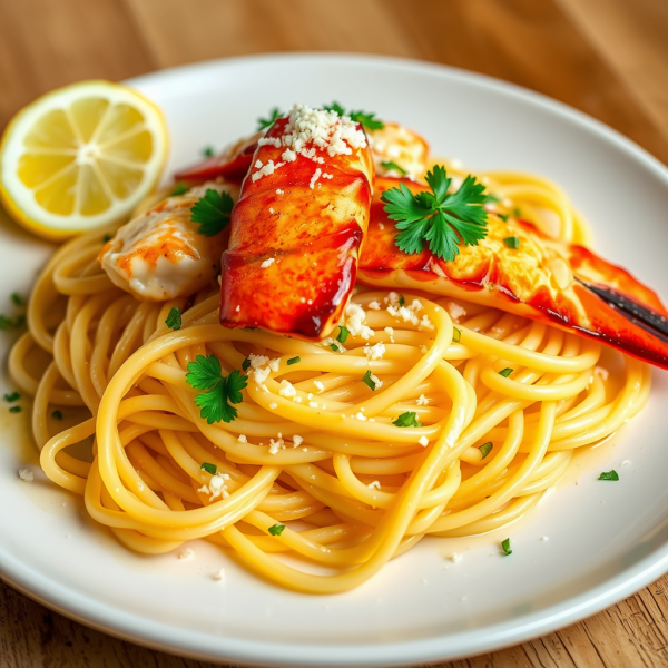 Lobster Linguine with Garlic Butter Sauce