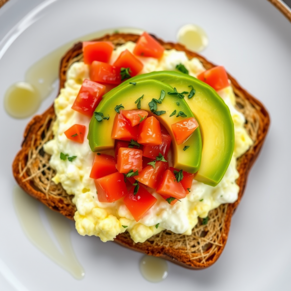 Avocado Tomato Scramble on Toast