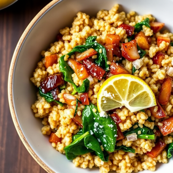 Savory Onion and Spinach Quinoa Bowl