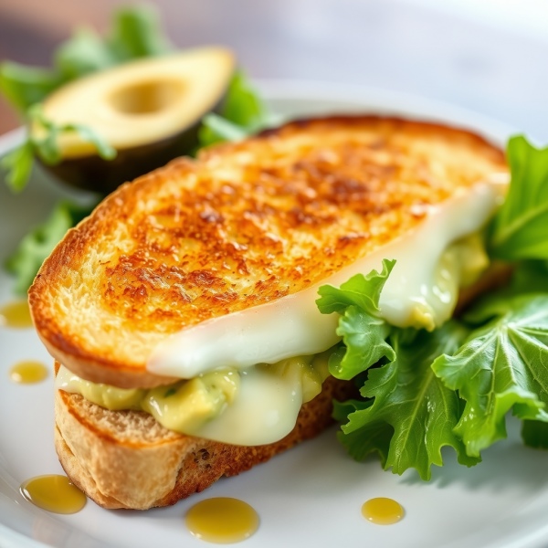 Avocado Cheese Toast with Lettuce Salad