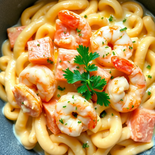 Creamy Shrimp and Salmon Macaroni