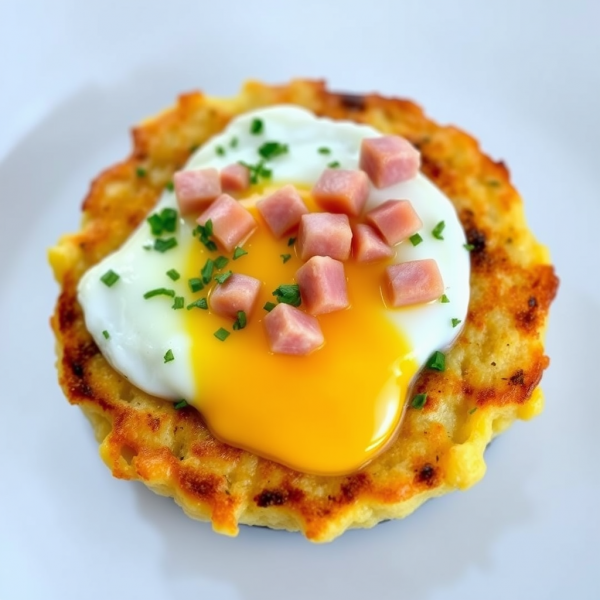 Savory Corn Cake with Ham and Egg