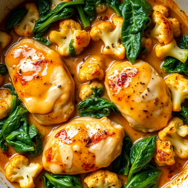 Creamy Chicken and Spinach Cauliflower Bake