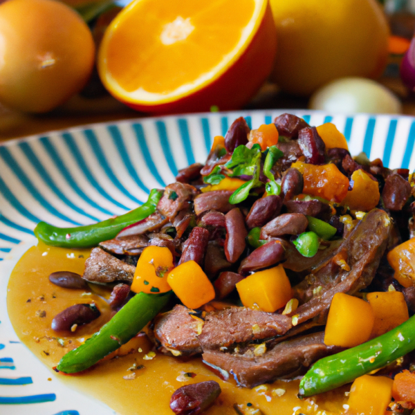 Honey Beef with Orange and Bean Medley