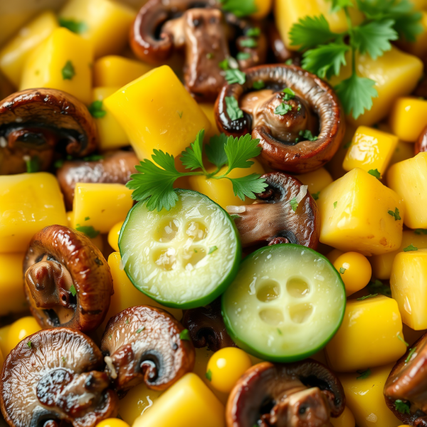 Garlic Mushroom & Corn Potato Skillet