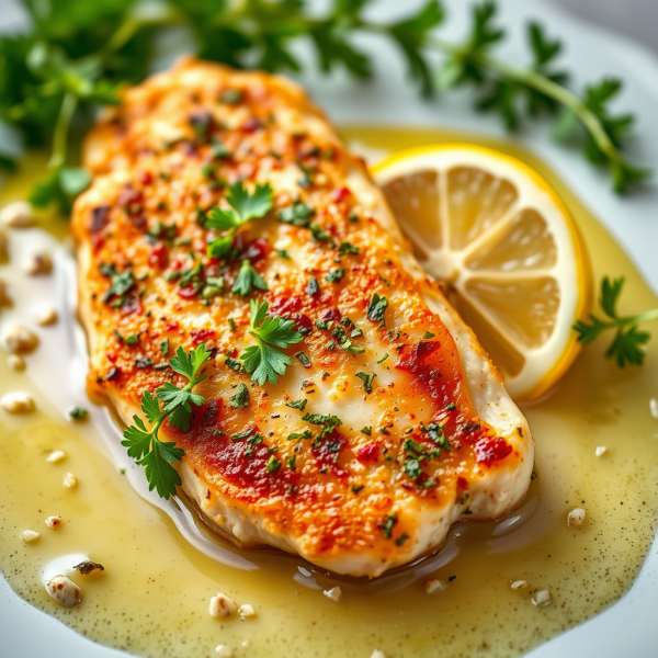 Herb-Crusted Turkey Cutlet with Lemon Butter Sauce