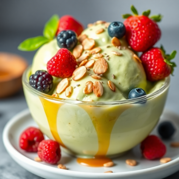 Creamy Avocado Banana Ice Cream Bowl