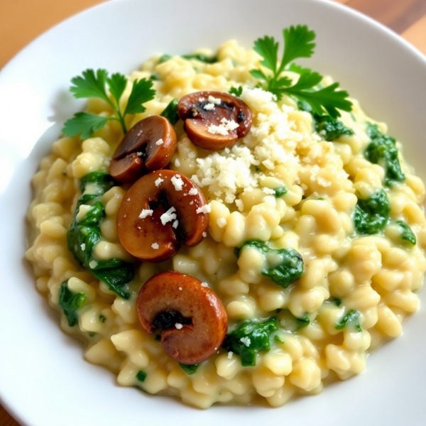 Creamy Spinach and Mushroom Risotto