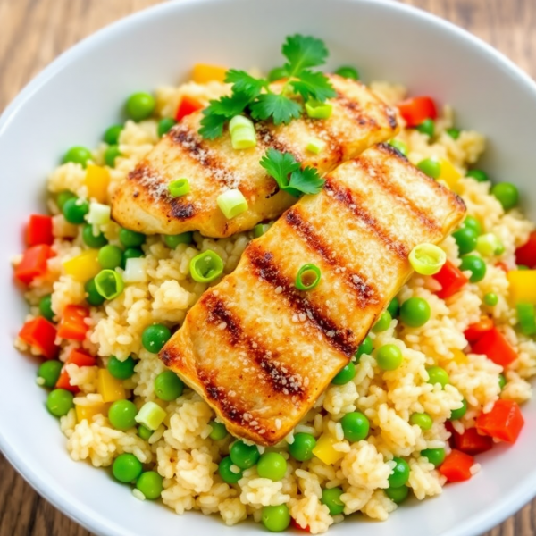 Mackerel Fried Rice with Lemon and Herbs