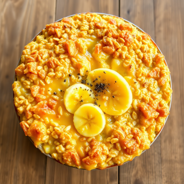 Savory Banana Oatmeal Bake with Cheese and Eggs