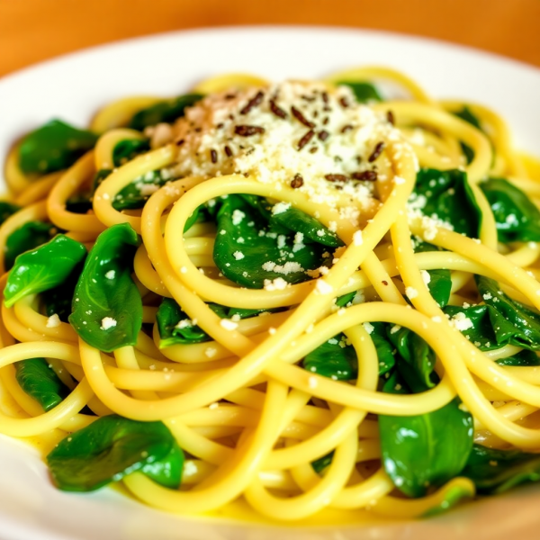 Garlic Butter Spaghetti with Spinach