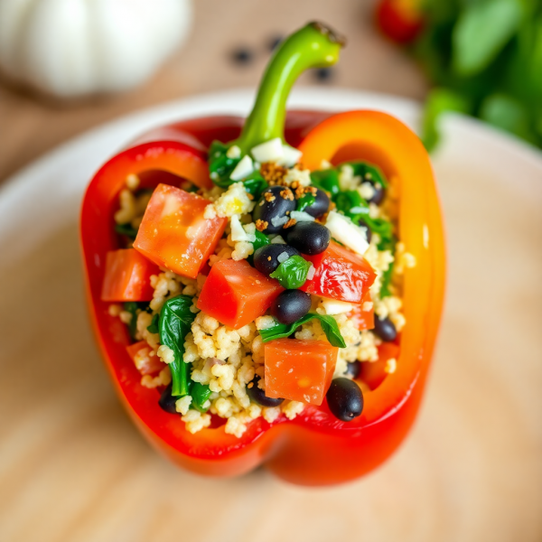 Quinoa & Spinach Stuffed Bell Peppers