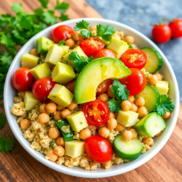 Quick Quinoa Salad with Chickpeas and Avocado