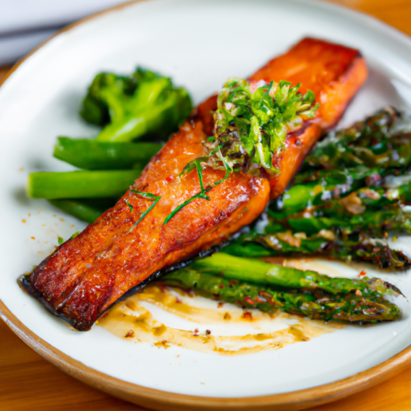 Crispy Salmon with Asparagus and Broccolini