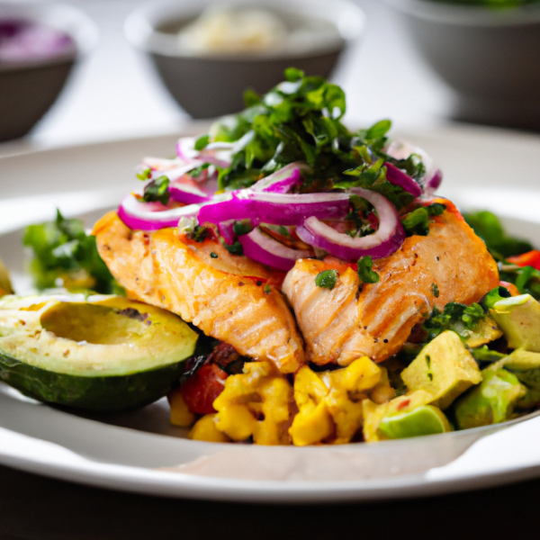 Grilled Salmon with Elote Salad 