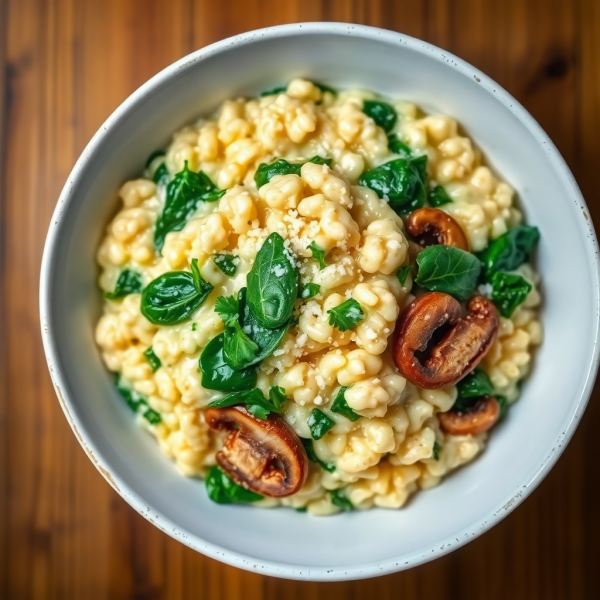 Creamy Spinach and Mushroom Risotto