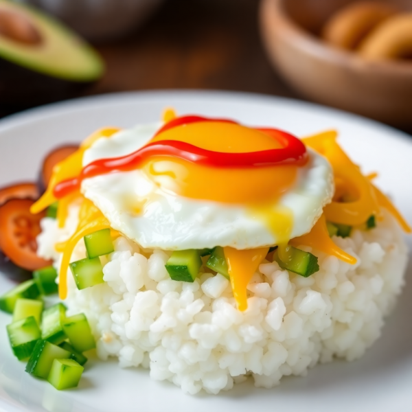 Cheesy Cucumber Egg Rice Bowl