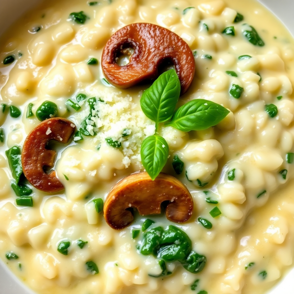 Creamy Spinach and Mushroom Risotto