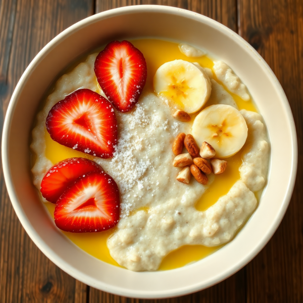 Creamy Oatmeal with Olive Oil and Sugar