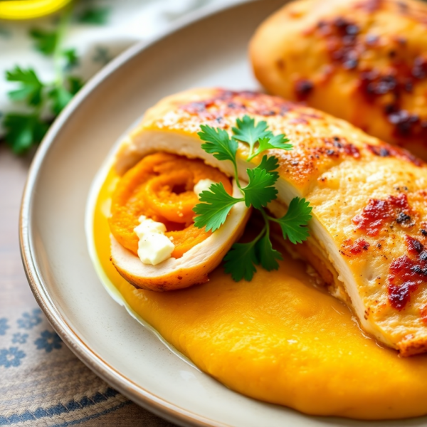 Stuffed Chicken Breast with Pumpkin Puree